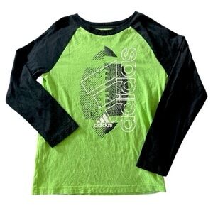 Adidas Boys Football Raglan Style Long Sleeve Top size youth 6 - green black